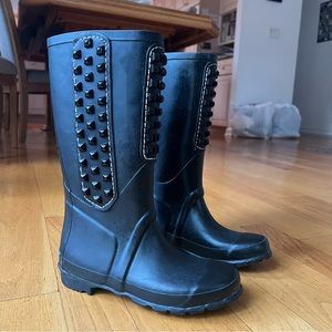 BCBG MaxAzria Black Stud Rain Boots